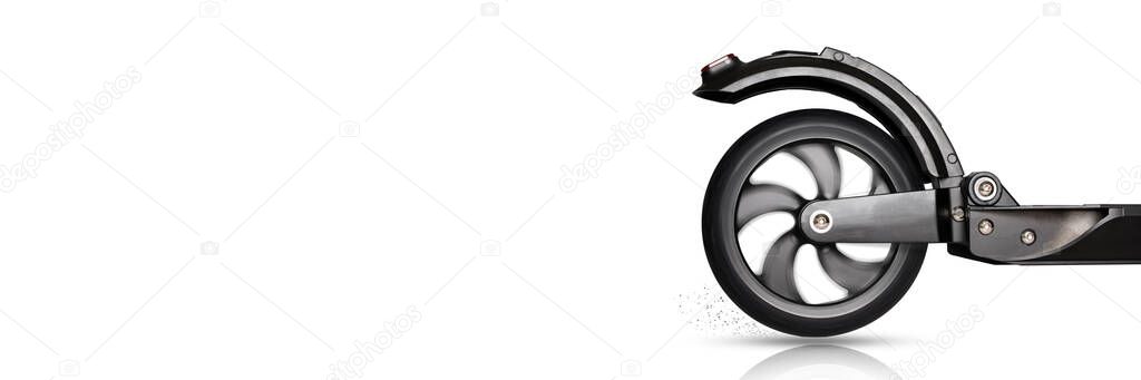 Electric scooter on the white background. Headline