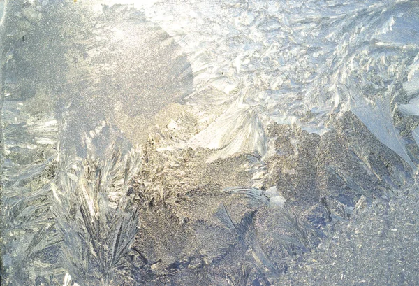Sfondo invernale con vetro congelato — Foto Stock