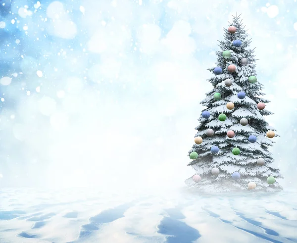 Christmas landscape with snow and fir trees. — Stock Photo, Image