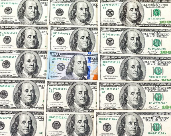 Сотня готівкових доларів банкнот крупним планом, грошовий фон, папір c — стокове фото