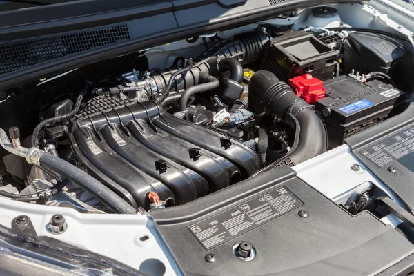 Car engine of LADA XRAY. Under hood space — Stock Photo, Image
