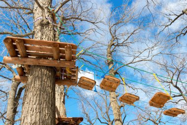 Parkta mavi gökyüzü karşı eğitim parkuru