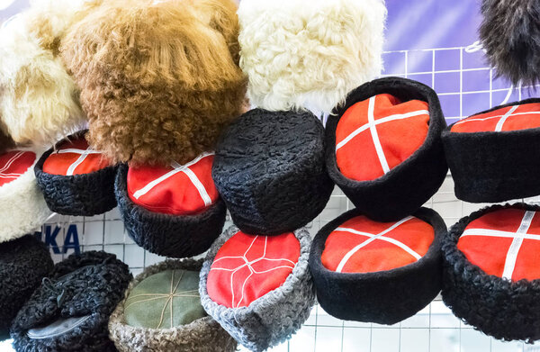Various traditional Cossack hats made of different fur