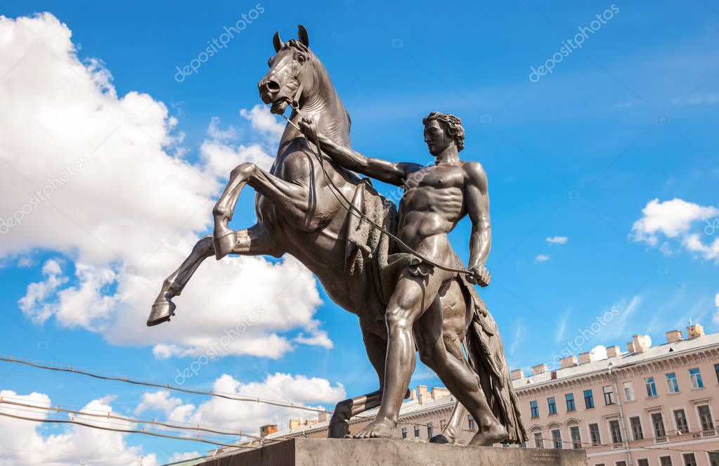 Sculpture tamer of horses, designed by the Russian sculptor Baro