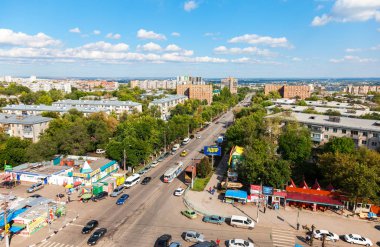  Yükseklikten panoramik şehir Samara, Rusya Federasyonu