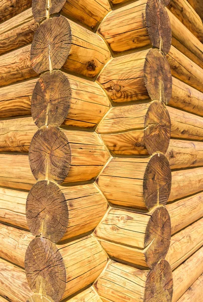 Corner of rural wooden house from logs — Stock Photo, Image