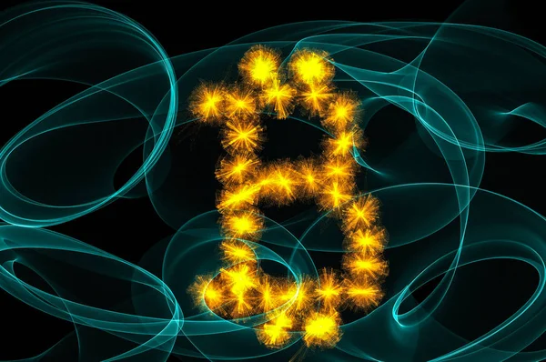 Bitcoin sign over black background — Stock Photo, Image