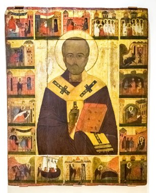 Antika Rus Ortodoks olan simgesi Aziz Nikolaos ile onun sahneleri