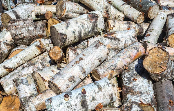 Gehakte en gestapelde van droge brandhout als achtergrond — Stockfoto