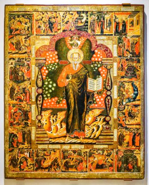 Antika Rus Ortodoks simgesi. St. John sahneleri ile ilahiyatçı