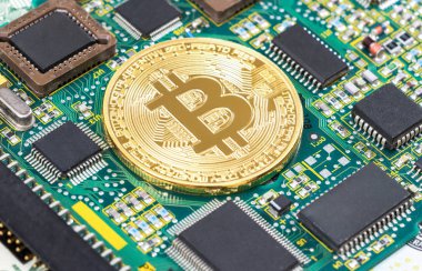 Dijital cryptocurrency altın bitcoin elektronik yüklü yalan