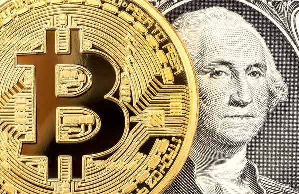 Cryptocurrency Bitcoin з порте президент Джордж Вашингтон — стокове фото
