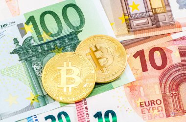 Avrupa Lirası üstünde yalan Cryptocurrency sikkeleri. İş co