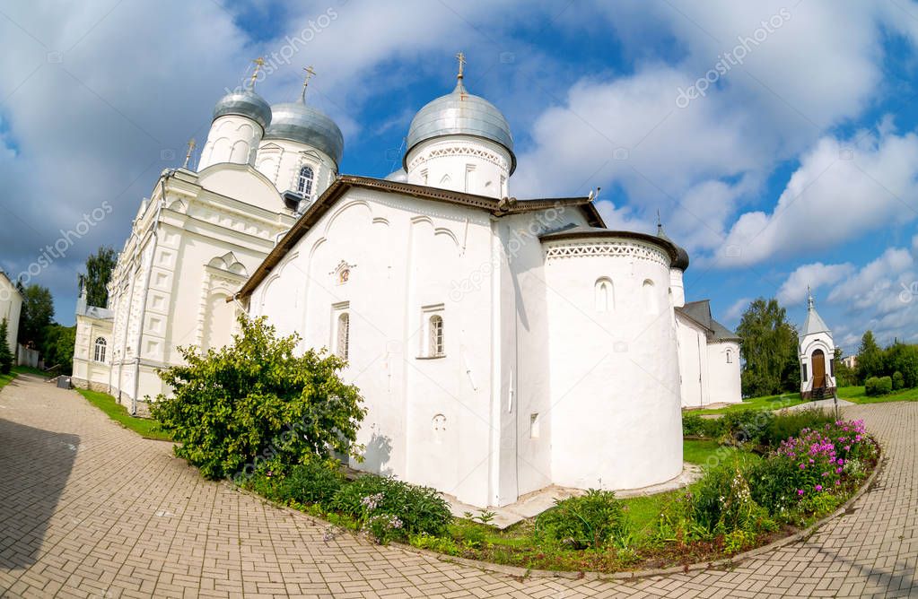 Zverin Pokrovsky Monastery in Veliky Novgorod, Russia. Russian o
