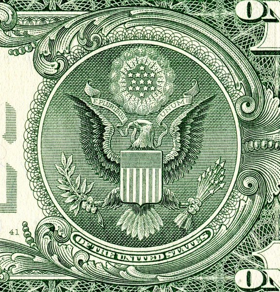 Banknote of one american dollar close up