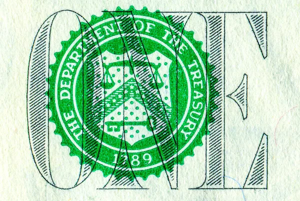 Billete de un dólar americano, detalle. Moneda de papel estadounidense — Foto de Stock