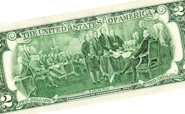 Declaration of independence drawing from the two dollar banknote — Stock Photo, Image