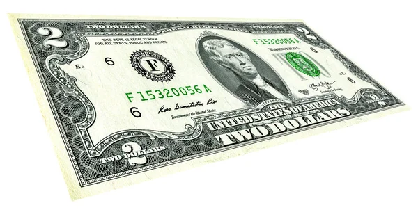 Biljet van twee Amerikaanse dollar met het portret van Thomas Jefferso — Stockfoto