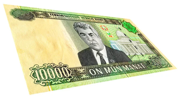 Bankovka manats Turkmenistánu deset tisíc s portrétem Sa — Stock fotografie