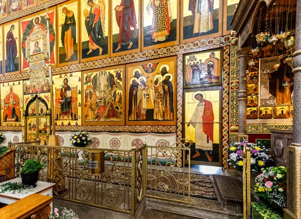 Fragment of the orthodox iconostasis inside the Khutyn Monastery — Stock Photo, Image