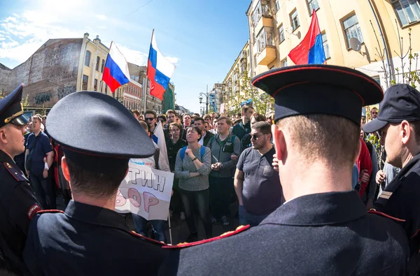 Muhalefet protesto mitingi öncesinde Başkan Vladimir Putin'in ına — Stok fotoğraf