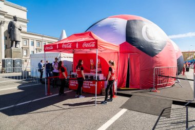 Samara, Rusya - 13 Mayıs 2018: FIFA Dünya Kupası Kupa tur Rusya'nın ev sahibi şehir birinde