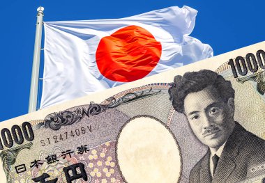 Japon bayrağı ve Japon para birimi 1000 yen