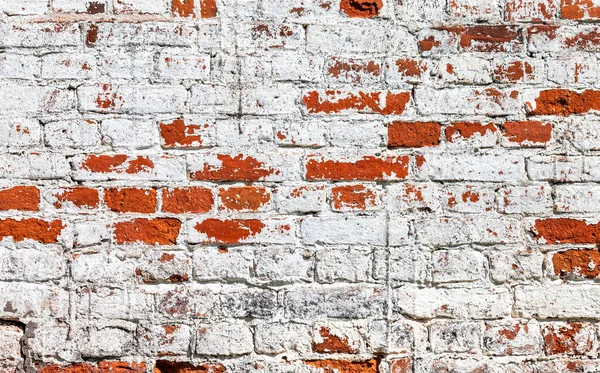 Muro Ladrillo Viejo Manchado Con Pintura Blanca Como Fondo — Foto de Stock
