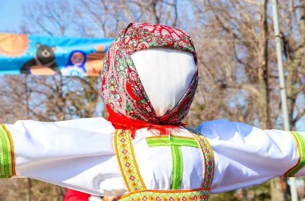 Samara Russia March 2020 Shrovetide Russia Big Doll Burning Maslenitsa — 图库照片