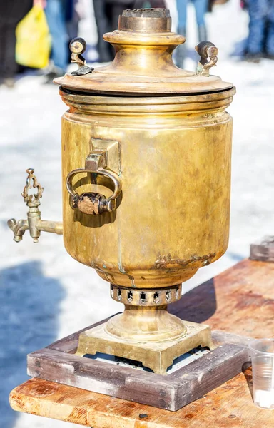Old Russian traditional samovar for tea ceremony