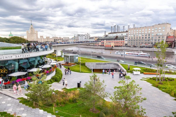 Moscú Rusia Julio 2019 Vista Del Puente Flotante Sobre Que — Foto de Stock