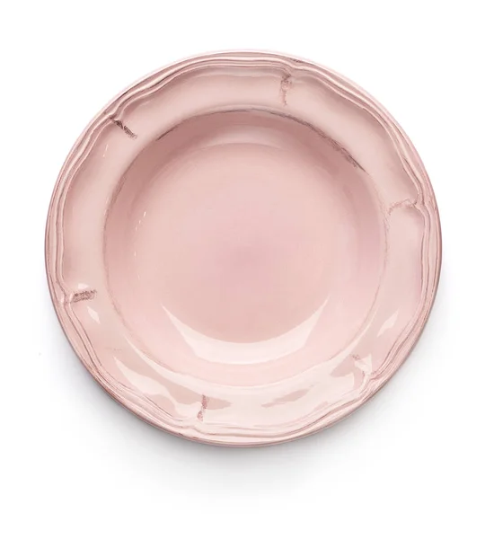 Plato de cena rosa claro en estilo retro sobre fondo blanco. Es — Foto de Stock