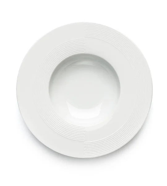 白い背景に白いスタイリッシュなディナー プレート。分離されました。 — ストック写真