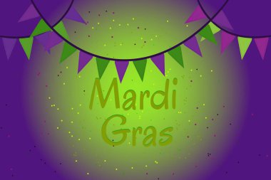 Garland renkli bayrakları ve konfeti. Mardi Gras