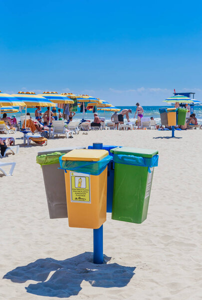 Containers for rubbish division on types of waste.  Resort Albena, Bulgaria