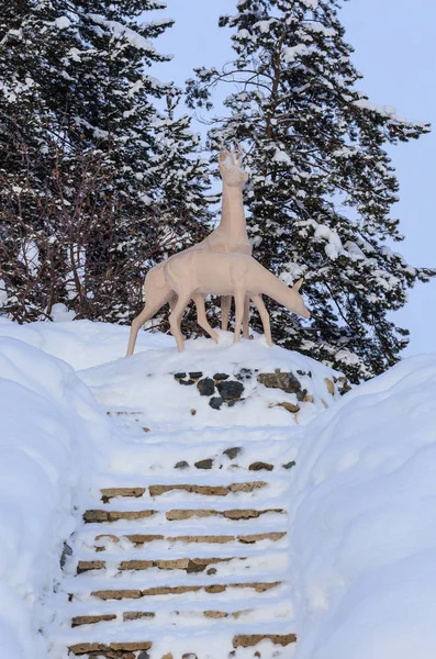 Cervo, una composizione scultorea. Resort Belokurikha. Altai, Russi — Foto Stock