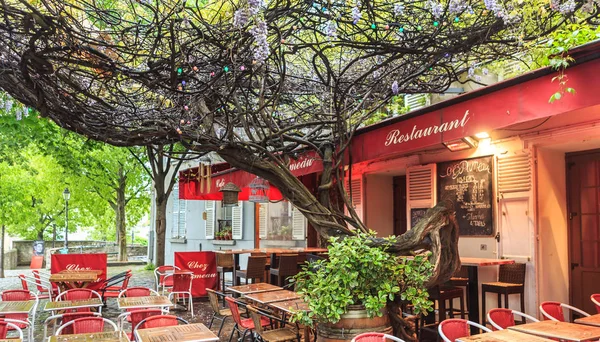 Cafe covered wisteria в Монмартре, Париж, Франция . — стоковое фото