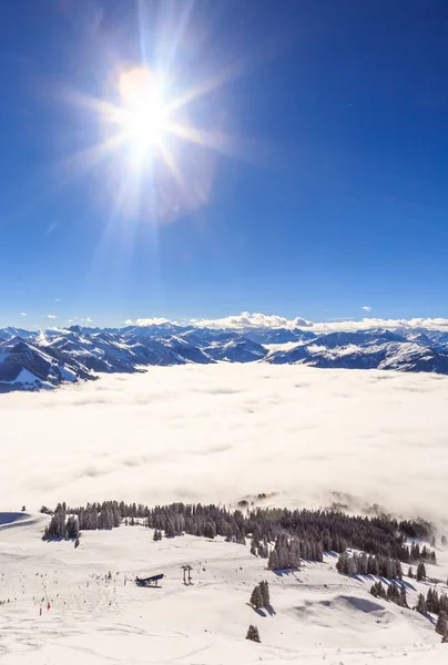 Op de hellingen van het skigebied Soll, Tirol, Austria — Stockfoto