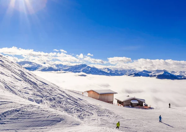 Nas encostas da estância de esqui Soll, Tirol, Áustria — Fotografia de Stock