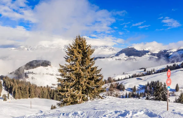 Nas encostas da estância de esqui Soll, Tirol, Áustria — Fotografia de Stock