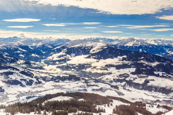View from  the top of the mountain Hohe Salve. Ski resort  Soll, — Stock Photo, Image
