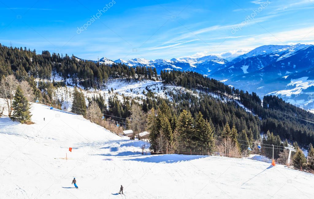On the slopes of the ski resort  Hopfgarten, Tyrol, Austria