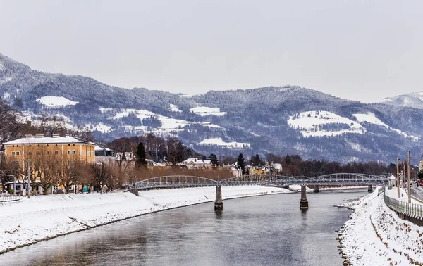 萨尔茨堡和 Salzach River.Austria 视图 — 图库照片