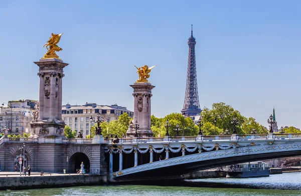 Alexanderbrücke Über Die Seine Eiffelturm Paris Frankreich Blick Aus Dem — Stockfoto