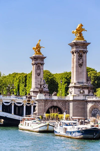 Fragment Der Alexanderbrücke Über Die Seine Paris Frankreich Blick Aus — Stockfoto