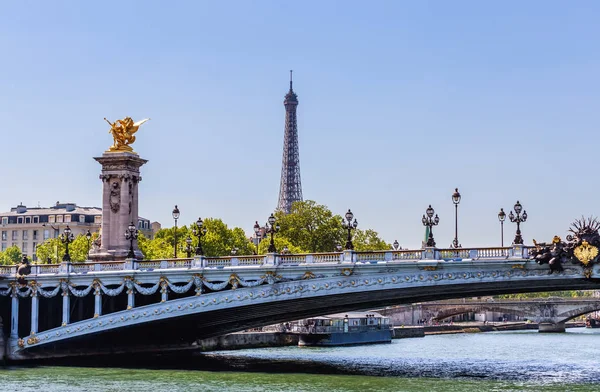 Alexander Iii Bridge Seine Eiffel Tower Paris France View Water — Stock Photo, Image