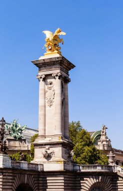 Paris'te Seine Alexander III köprünün parçası. Denizden görüntülemek