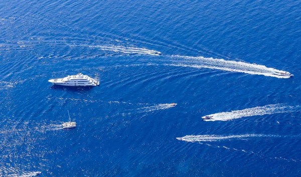 Blue sea and leisure boats seen from the top of Monte Solaro — Stock Photo, Image