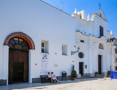 Capri, İtalya - 18 Temmuz 2017: San Michele (Saint Michael) Kilisesi, Anacapri, Capri, İtalya