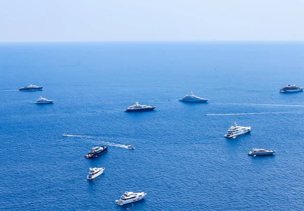 Blue Sea Leisure Boats Seen Augustus Gardens Isle Capri Italy — стоковое фото